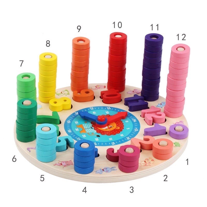 rainbow digital clock - wooden clock - jam kayu anak - mainan edukasi anak -hadiah anak cowok cewek