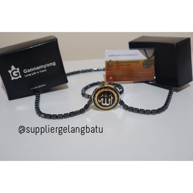 PROMO Kalung magnetic LAFAZ ALLAH GOLD GANNAMYONG bersertifikat ktp alat terapi biomagnetik sehat