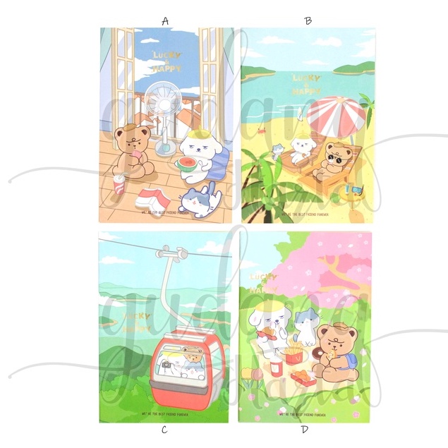 Notebook A5 Holiday Time Buku Motif Liburan Bear Dog Cat GH 308646