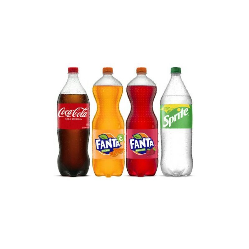 

Fanta/sprite/coca-cola 1,5 liter dan 1 liter