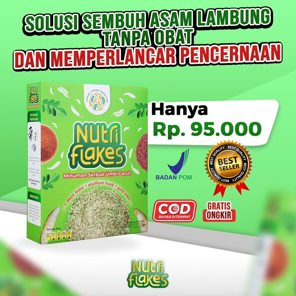 Nutriflakes Sereal Asam Lambung - Ampuh Mengatasi  Asam Lambung Gerd, Maag 1 Box