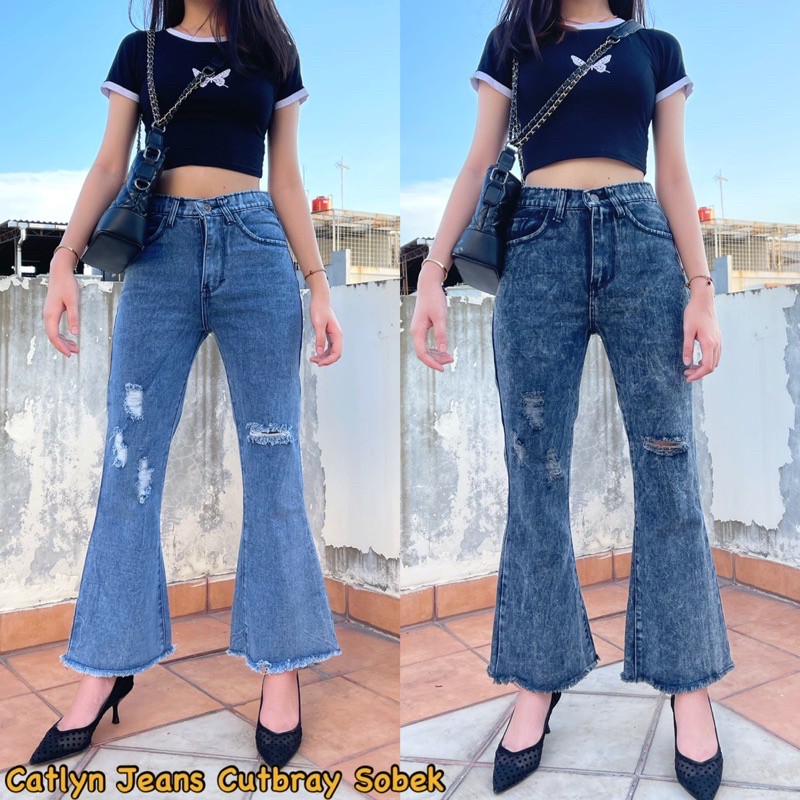 BISA COD !!! CELANA CATLYN JEANS WANITA CUTBRAY SOBEK / CELANA CUTBRAY / CELANA JEANS SOBEK CATLYN