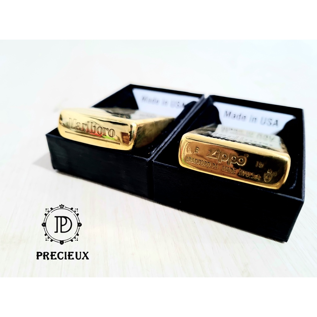 Korek Api Zippo Emas Gold Lights Original Ping Sound &quot;Precieux&quot;