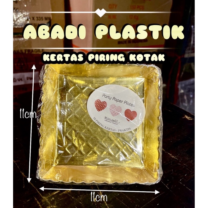 PIRING KERTAS KOTAK / PIRING KUE  / KERTAS PIRING EMAS PREMIUM