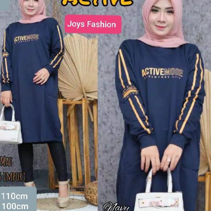 JF Atasan Tunik Kaos Babyterry Jumbo Wanita Muslimah Terbaru ACTIVE MODE