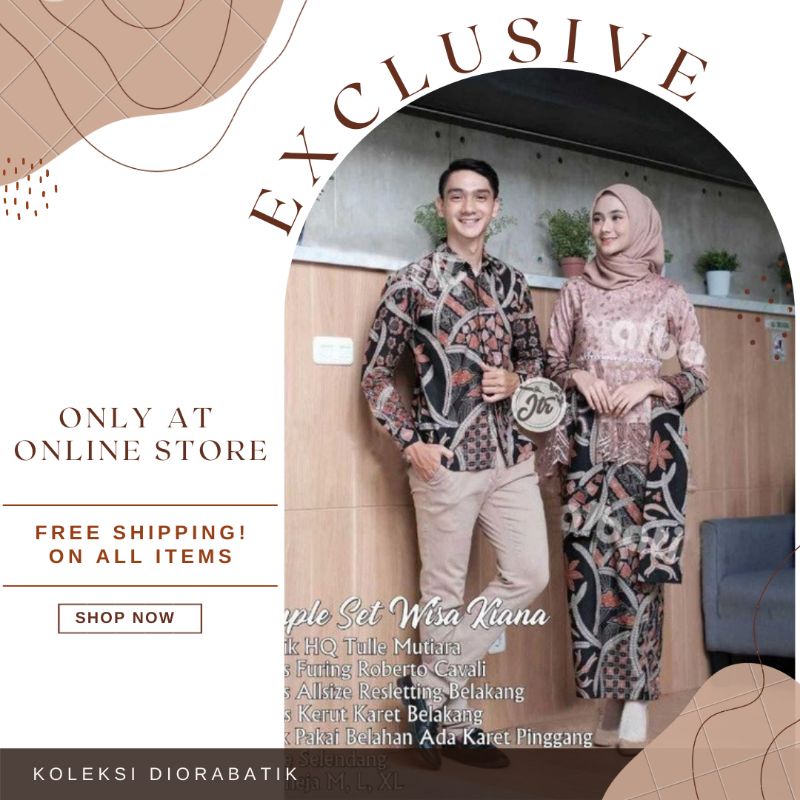 Couple Brokat // M.L.XL.XXL Set Kebaya Wisa Kiana Free Selendang Kemeja Pria