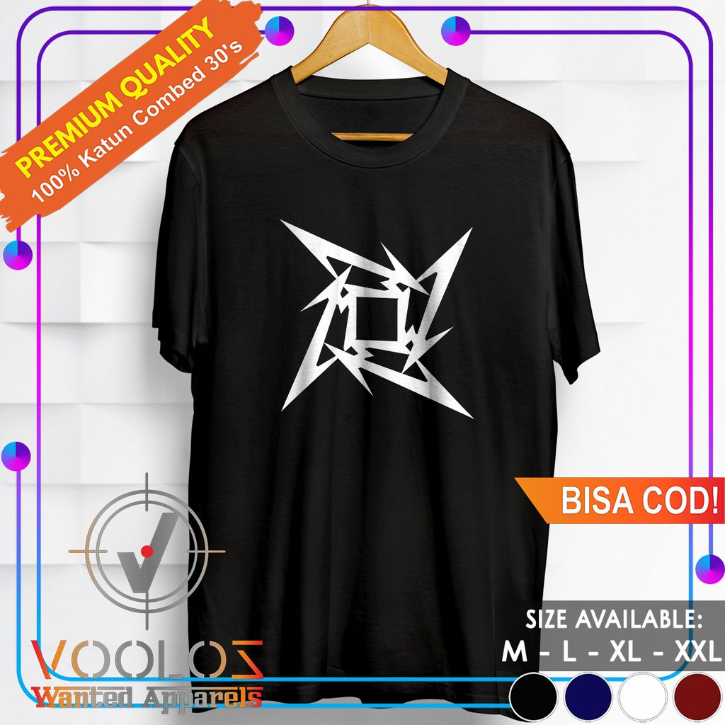 Kaos Band Metallica Baju Distro Pria Branded Original Cowok Keren Kekinian Shuriken Metallica Star