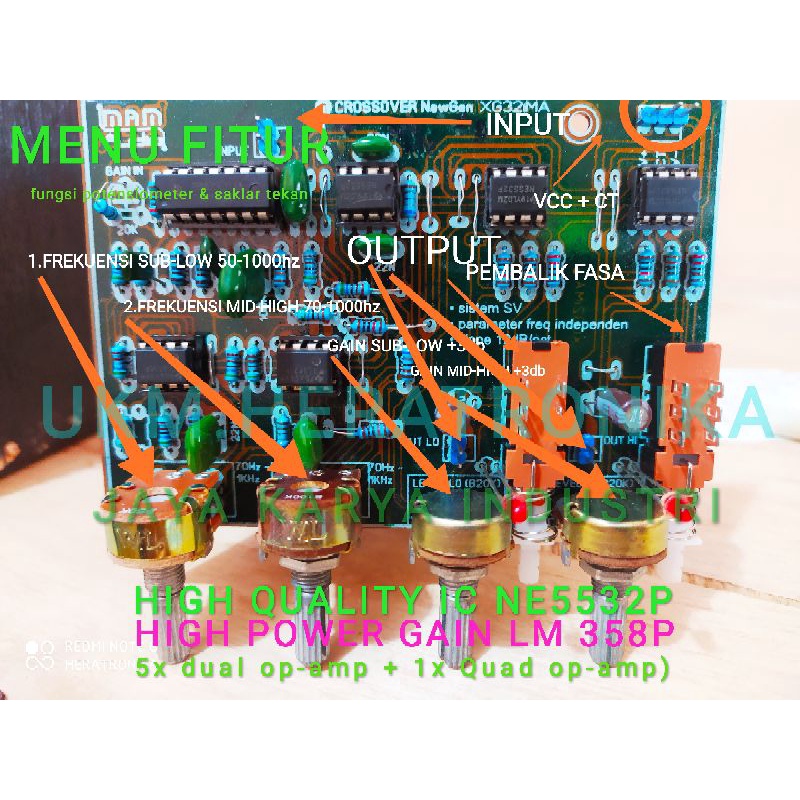 Kit Crossover Aktif 2 Way  Suara Jernih Subwoofer Rendah Horeg Main 2Ch Power