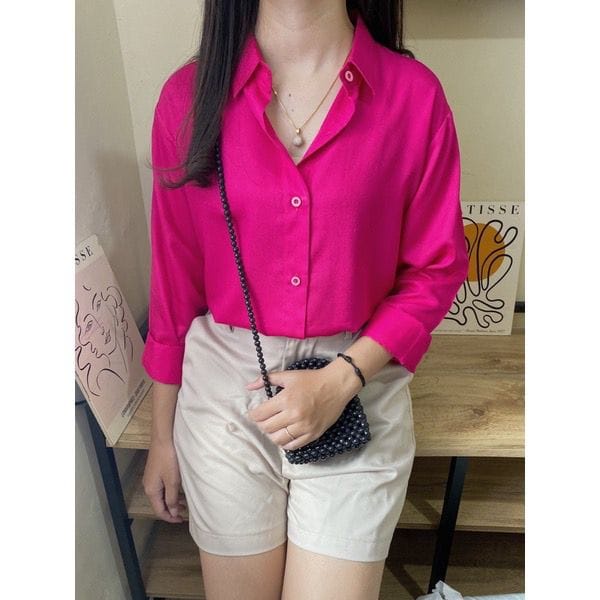 BEFAST - ZEC OOTD Kemeja HANAN / Metha PREMIUNM RAYON SHirt / Kemeja Casual Wanita / Pakaian Kerja / Kemeja Polos Formal / Fashion Wanita Kekinian / Hem Lengan Pendek Terlaris / kemeja Pas Badan Termurah