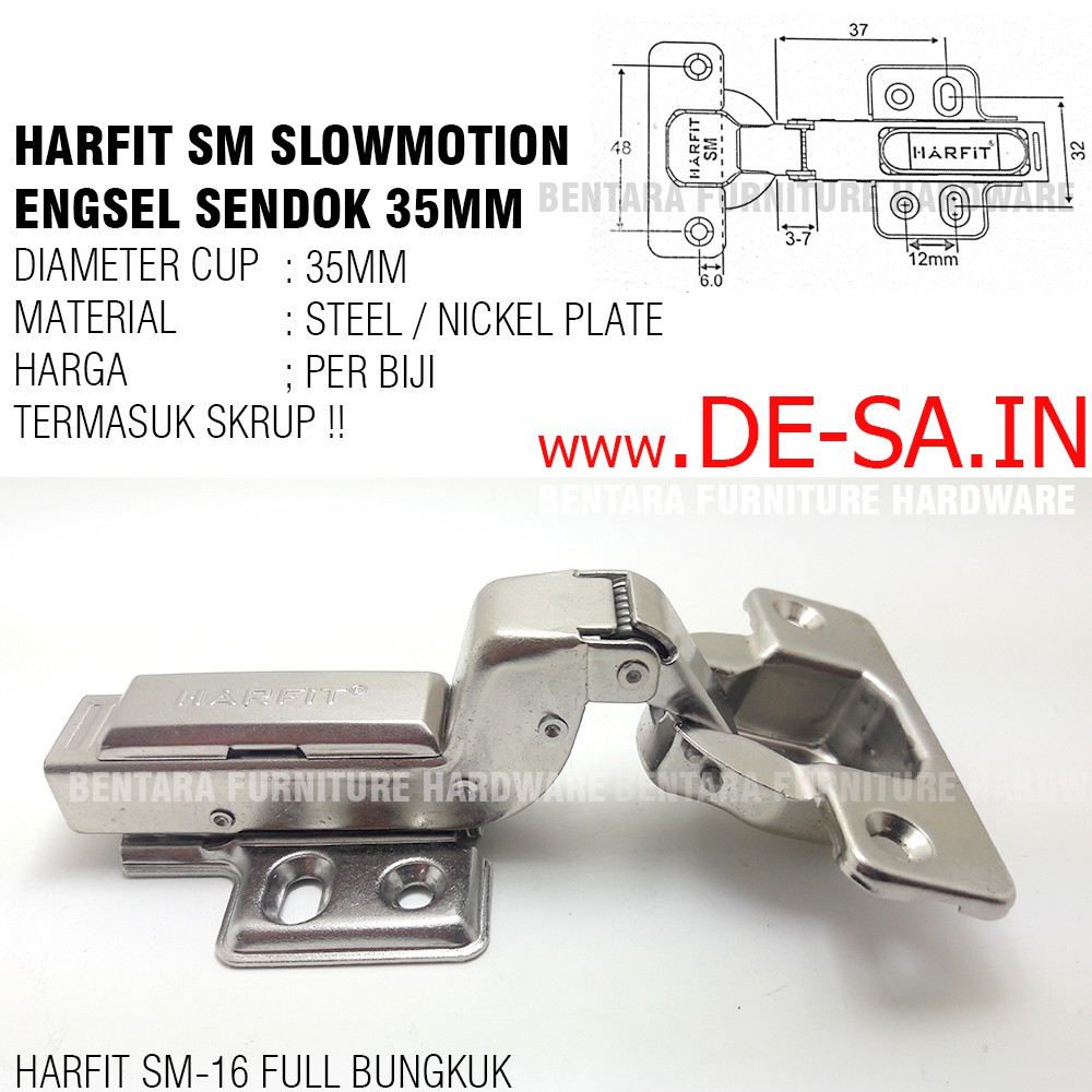 Harfit SM - 35MM Engsel Sendok Slow Motion - Clip-on Soft Closed  Conceal Hinge