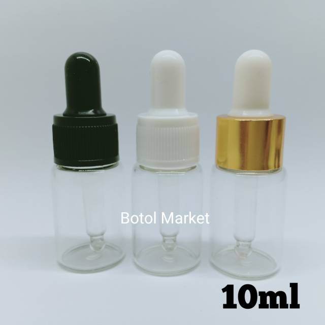 Botol Pipet Kaca Bening 10ml / Botol Penetes Essensial Oil