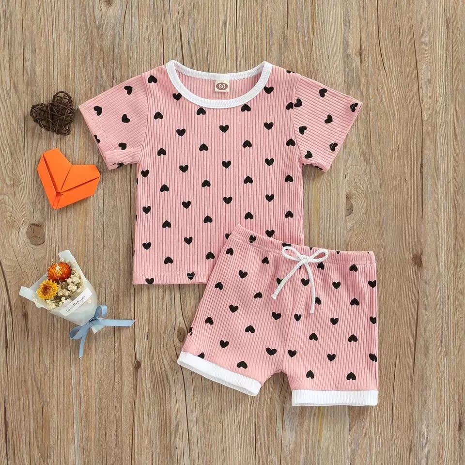 BEFAST - ZTL OOTD Setelan Anak GRACIA / SET ANAK SUZUKA LOVE / Oneset Balita Keluaran Terbaru / Set Atasan Kaos Lengan Pendek+Celana Pendek / Pakaian Anak Casual / Oneset Motif Love / Terlaris