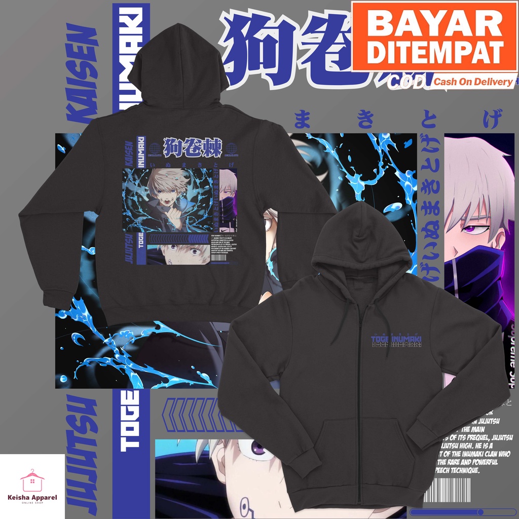 JAKET ZIPPER ANIME JUJUTSU KAISEN TOGE INUMAKI JAKET TOGE INUMAKI PRIA WANITA