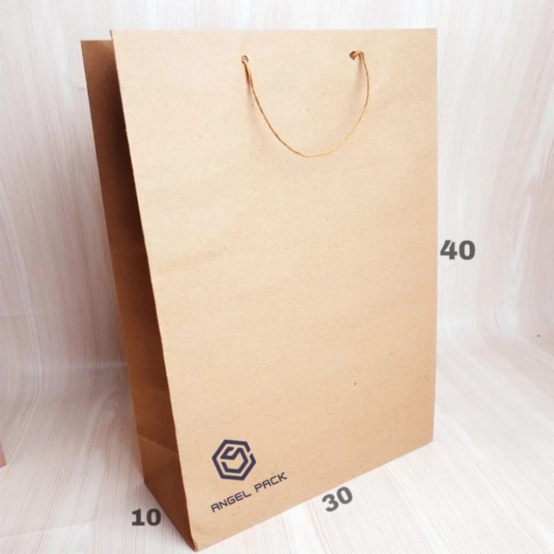

Paper bag coklat polos per 12pcs 30x10x40 paperbag brownies kertas polos kraft goodie