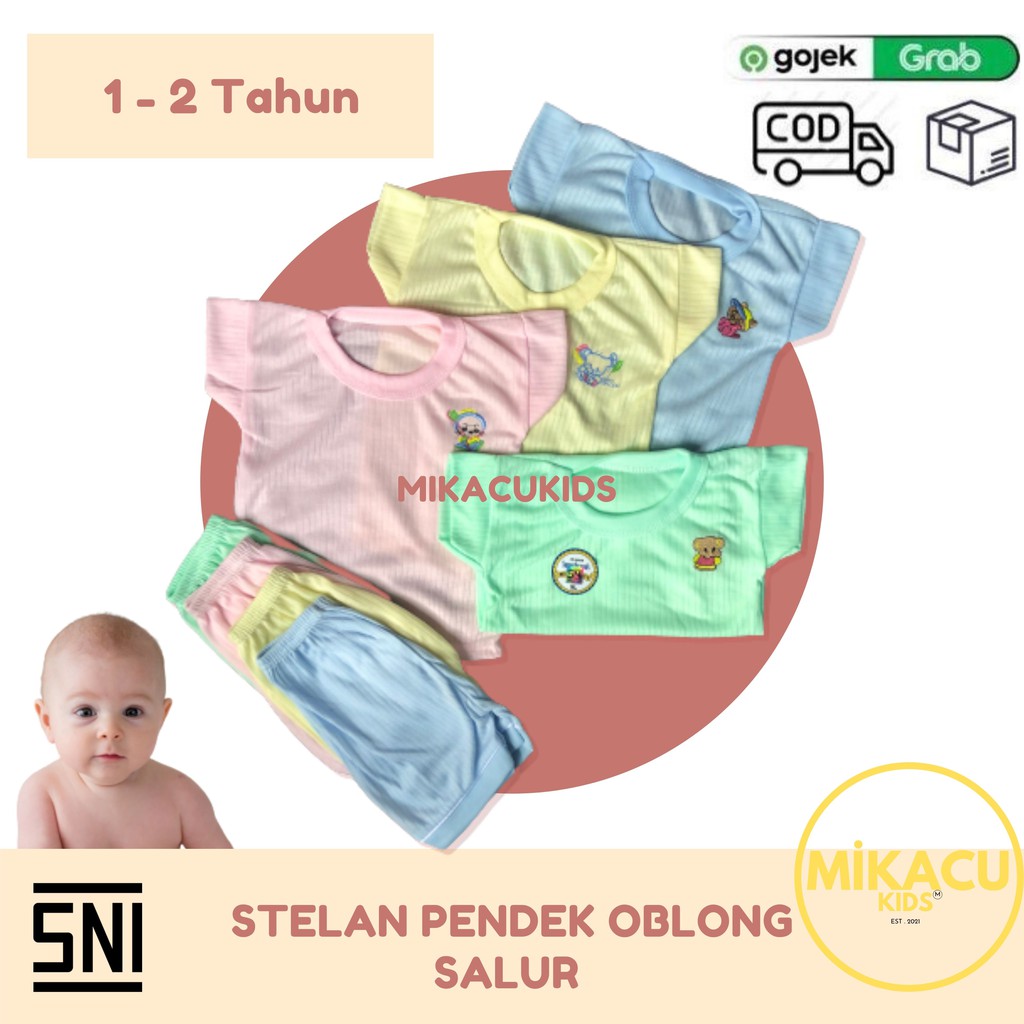 1LUSIN Setelan Baju Bayi Pendek Salur Murah(SNI) 1 - 2 Tahun, Set Baju Piyama Anak