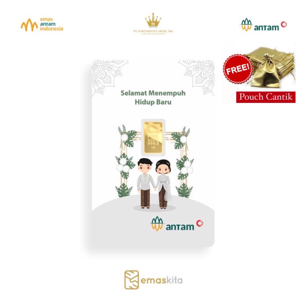 Emas 1 gram ANTAM x HARTADINATA (wedding 1)