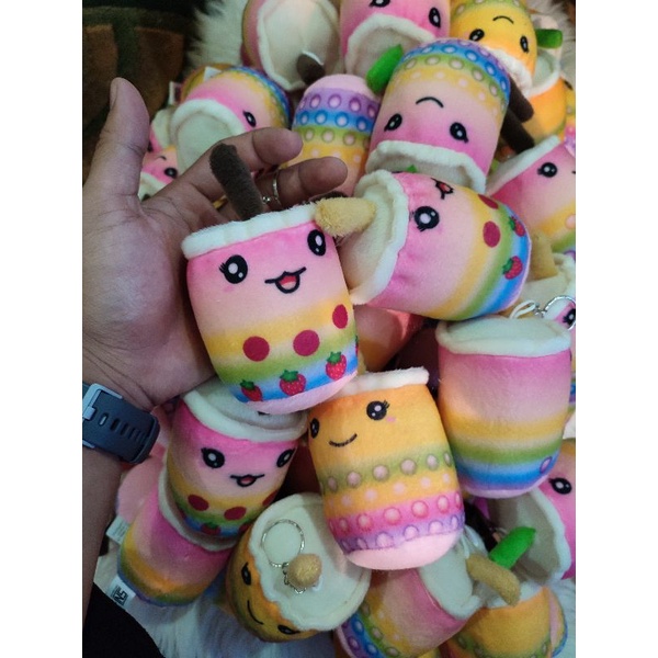 Gantungan Kunci Boneka Boba Rainbow Pelangi Terbaru Lucu Imut Ukuran 15cm