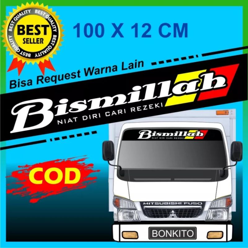Stiker Sticker Truk Bismillah Cutting Sticker Custom Kaca Depan Canter Isuzu Fuso Ragasa Elf Murah