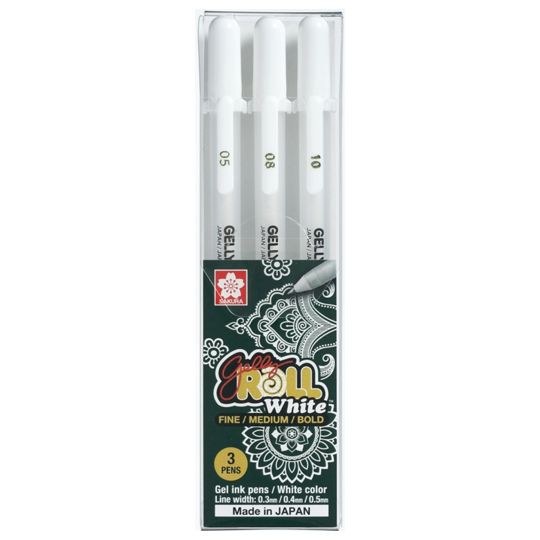 

SAKURA GELLY ROLL INK PEN WHITE SET (3)