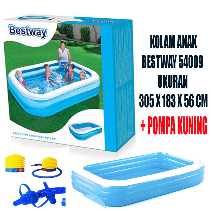 305x183x56 KOLAM JUMBO Bestway AQUATIC KOLAM Renang Keluarga Rectangular Ukuran Besar 305 x 183 x 5