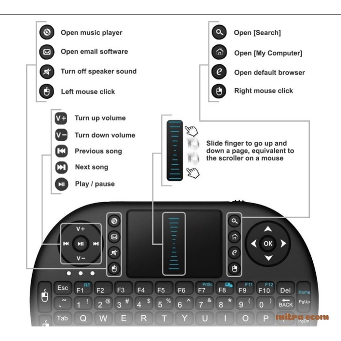 92 Keys Mini Keyboard Wireless i8 Rechargeable / Touchpad / Air Mouse 860 680