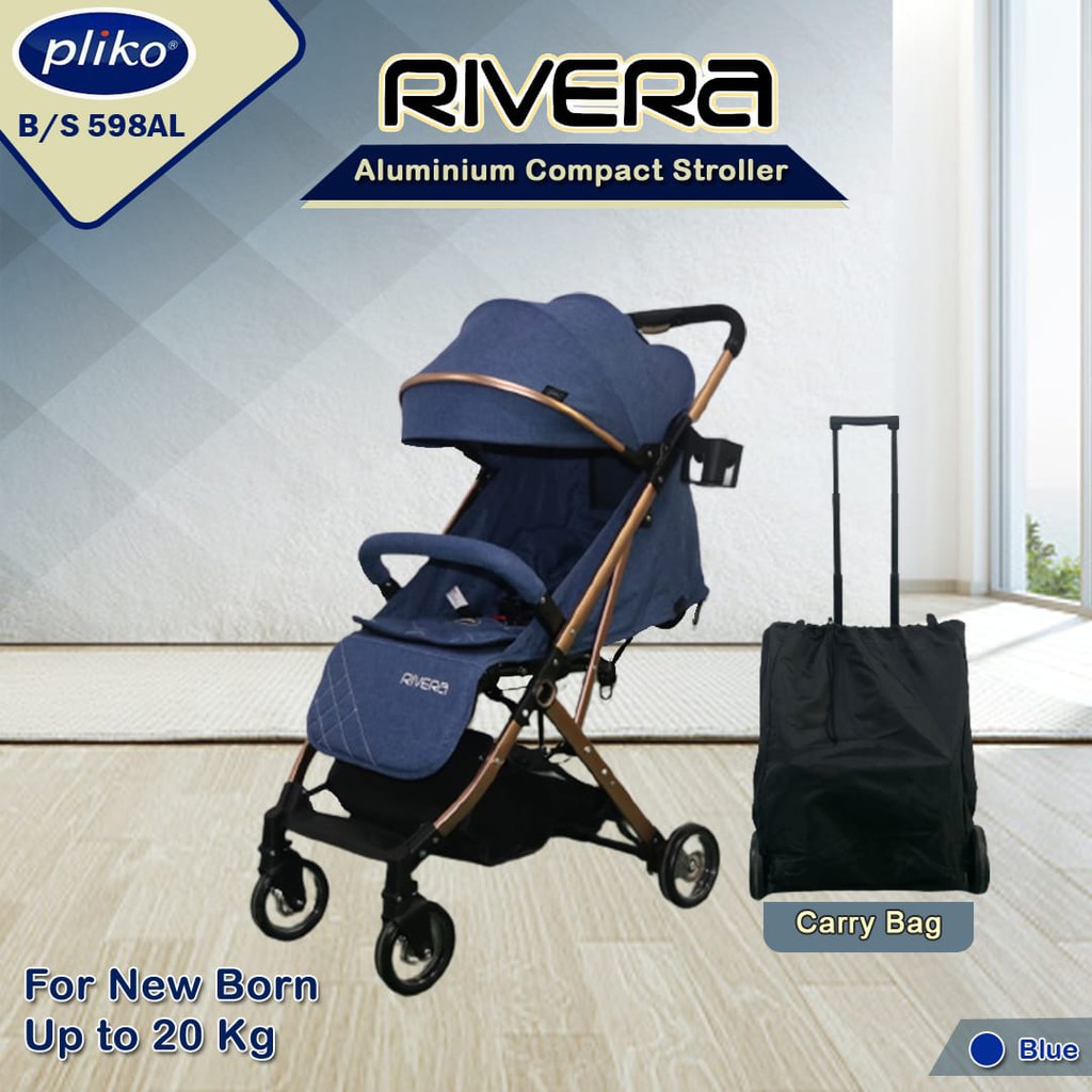 Stroller Pliko Rivera 598AL Rose Gold Frame kereta dorong bayi travel traveling anak murah ada tas
