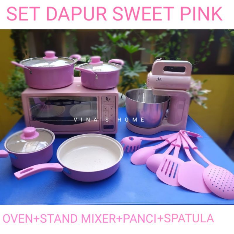 FREE PACKING AMAN paket  dapur  serba pink panci oven stand 