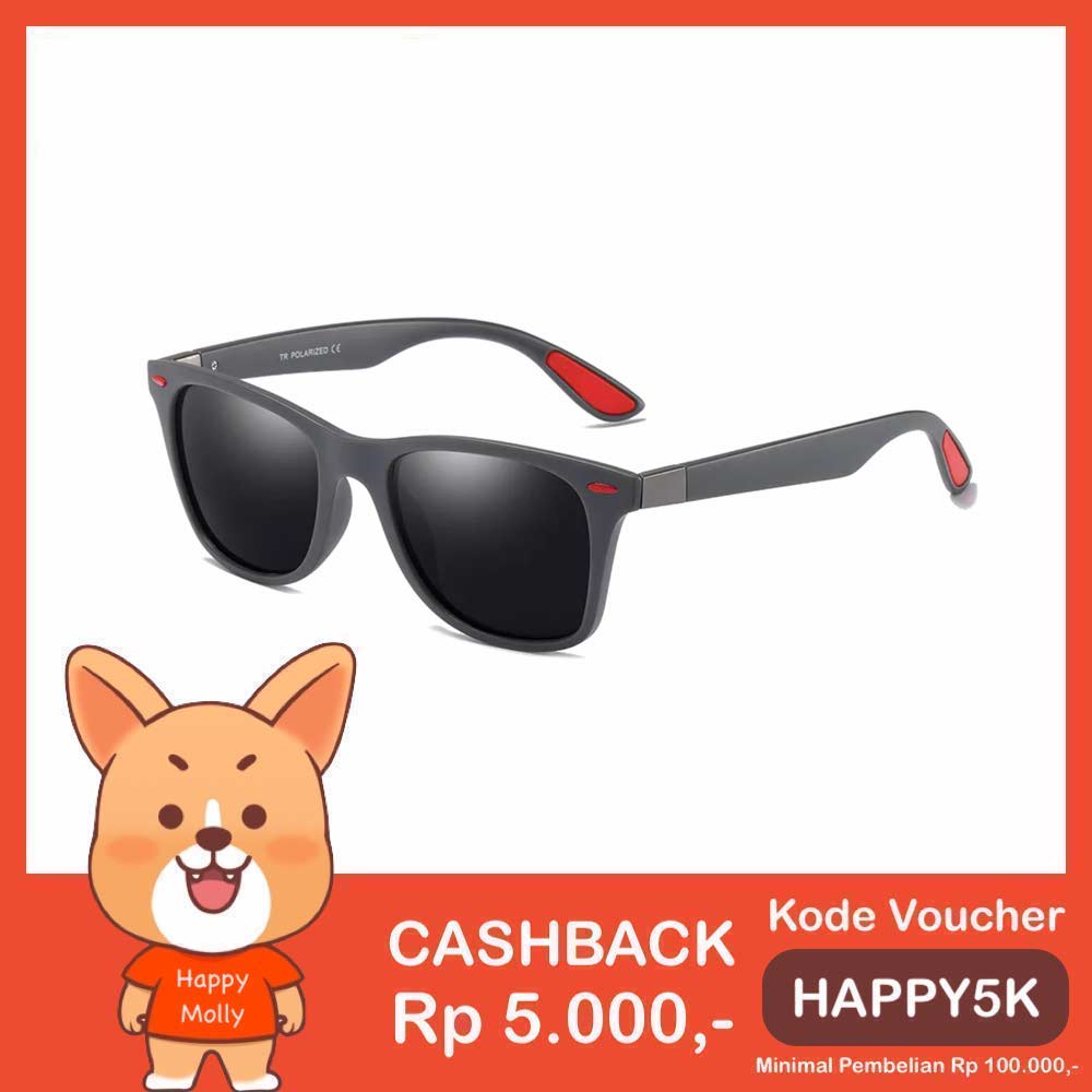 Kacamata Polarized UV400 [ Abu abu Hitam ] Anti Radiasi - Sunglasses Pria &amp; Wanita Korea - HM8108