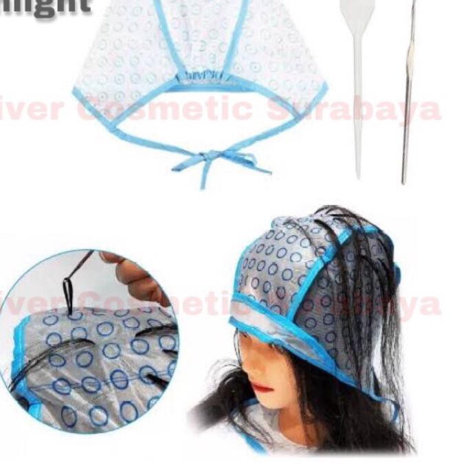 ➷ TOPI HIGHLIGHT PLASTIK / TOPI LUBANG CAT RAMBUT / PENUTUP KEPALA SEMIR RAMBUT WARNA ➧