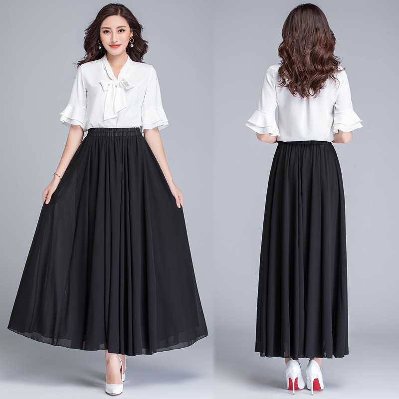 1105 Maxi Flare Chiffon Skirt Rok Panjang