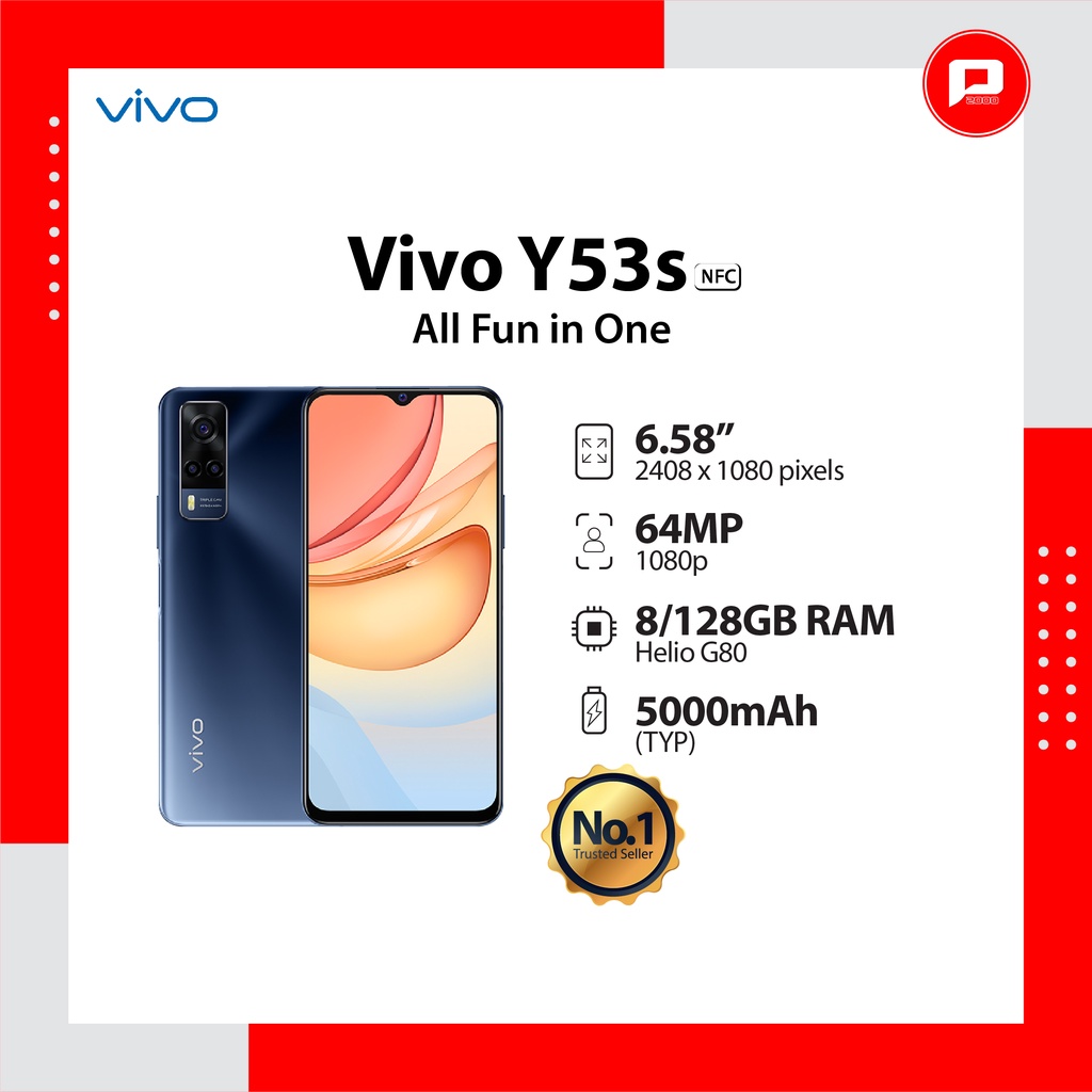 VIVO Y53S RAM 8/128GB ( RAM + Extended 3GB ) NFC - Garansi Resmi