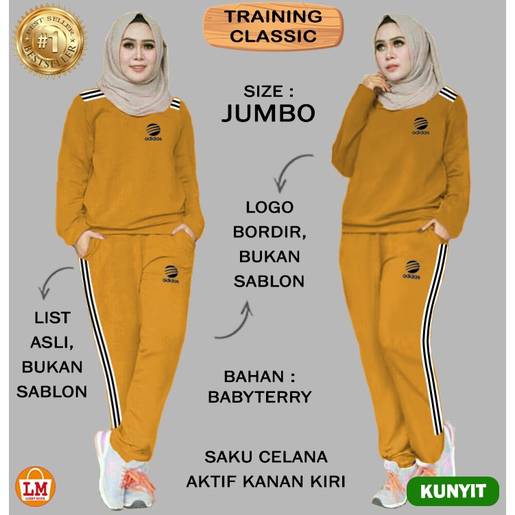 TERMURAH TERLARIS Baju Setelan Pakaian Olahraga Senam Training Wanita CLASSIC TERBARU LMS 18158