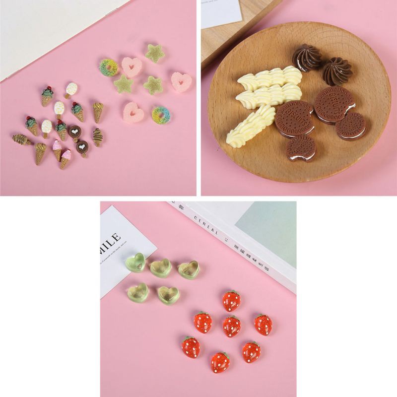 Glitter Handmade Biscuit Dessert Food Mould Flower Heart Ice Cream Pendant Resin Casting Mold Jewelry Making Art Craft Tools