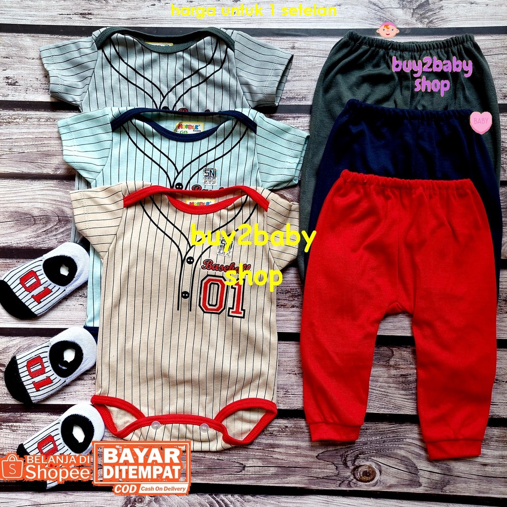 Jumper set celana panjang dan kaos kaki bayi Noodlekids bayi newborn