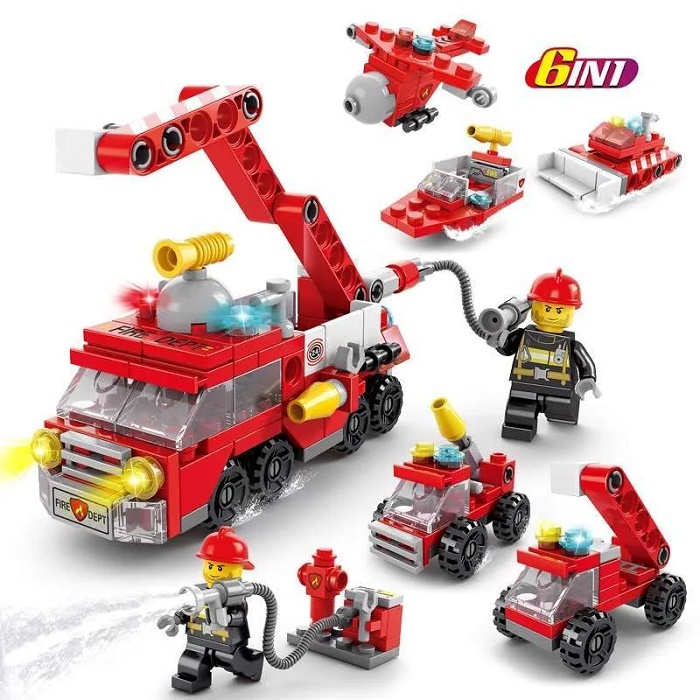 Jual Lego 6 In 1 Mainan Balok Bangunan Model Mobil Polisi Truk Pemadam ...