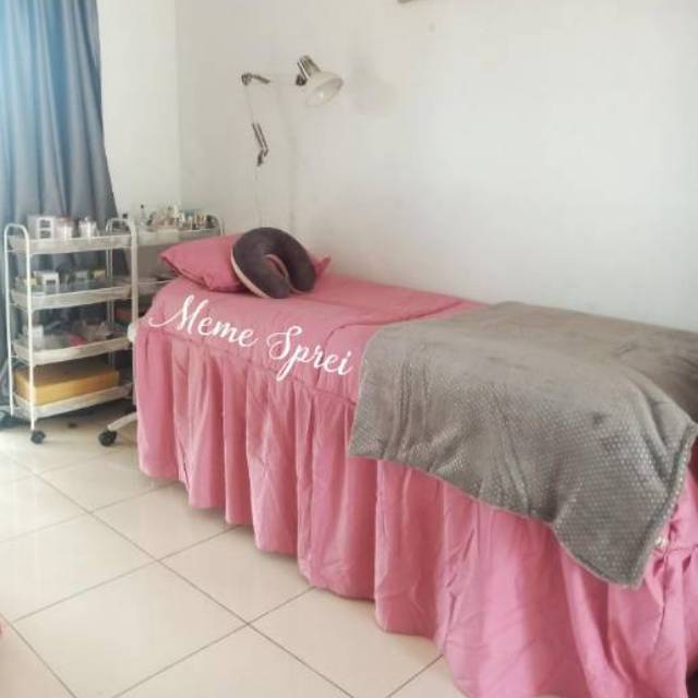 Sprei Salon Bonus Bantal | Sprei Isi Dakron EMPUK Rumbai Facial Salon Eyelash Bed Sheet