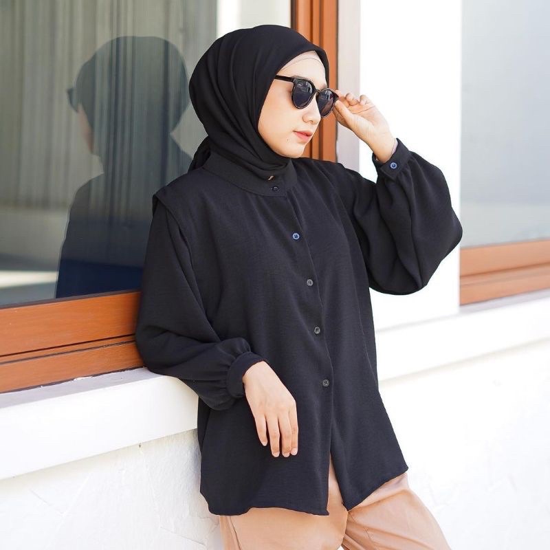 (COD) Kemeja Oversize Polos Katun Rayon Crinkle Airflow Premium Uniqlo Viscose