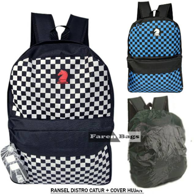 OBRAL CUCI GUDANG Tas Ransel Pria Tasmurah Taspria Taskeren Distro Anak PROMO TAS Motif Catur Free cover hujan Catur