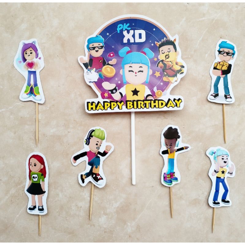 topper toper hiasan tusukan kue cake nasi tumpeng ulang tahun happy birthday karakter PK XD PKXD