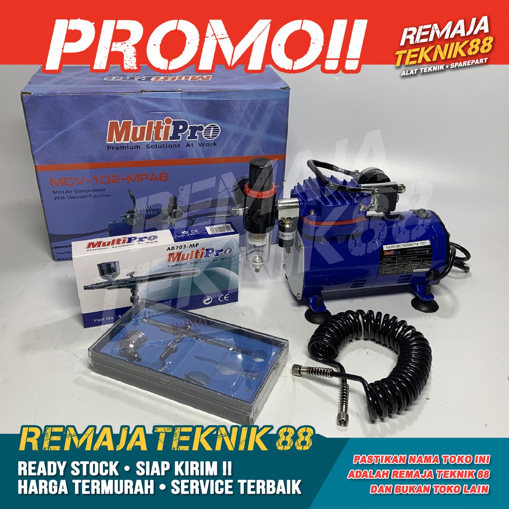KOMPRESOR ANGIN MINI / FILTER + AIRBRUSH CAT / MULTIPRO MCV-102-MPAB
