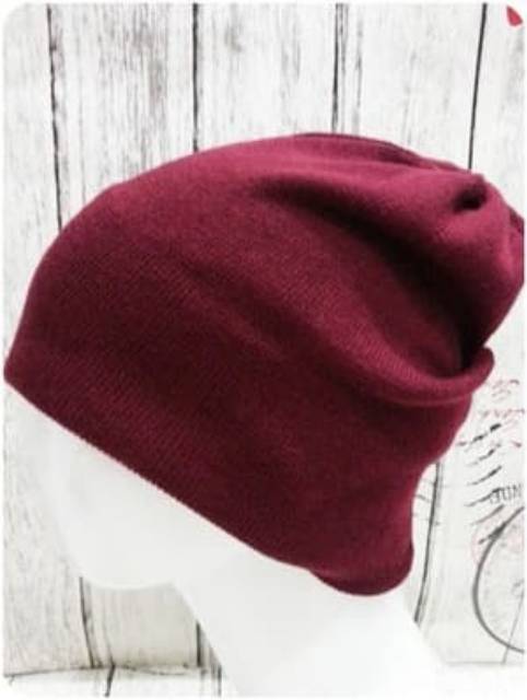 Kupluk Rajut Polos Katun Short Beanie Hat Caps Distro Merah Maroon