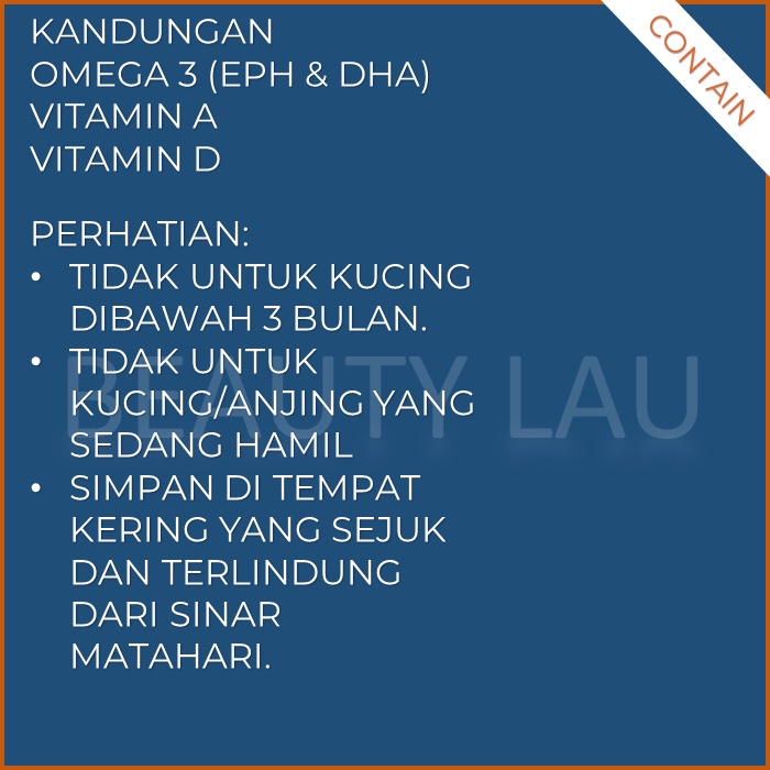 MINYAK IKAN KAREIN KUCING OMEGA 3 FISH OIL COD LIVER VIT VITAMIN BULU ANJING PERAWATAN OBAT MURAH