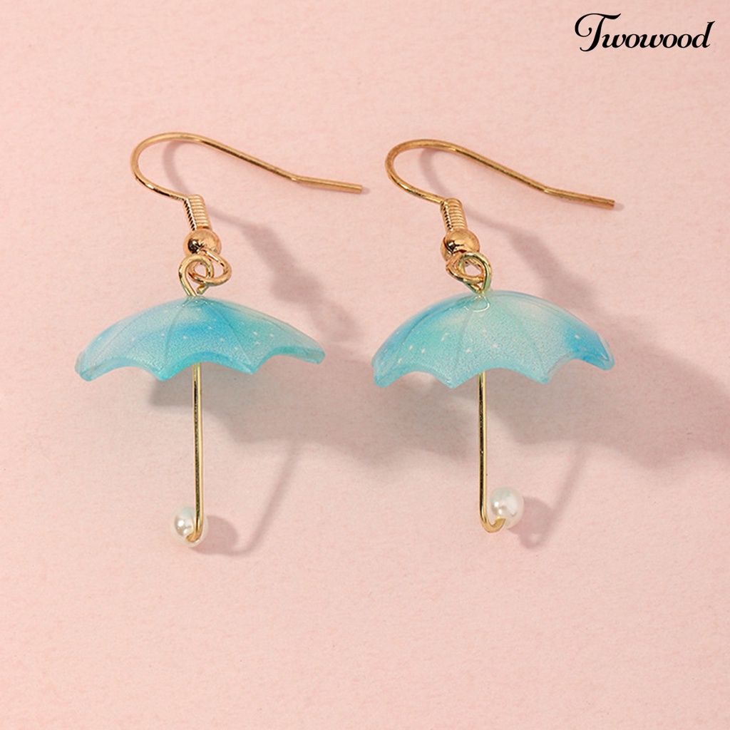 Twowood 1 Pair Women Earrings Umbrella Contrast Color Jewelry All Match Lightweight Cute Hook Earrings for Wedding