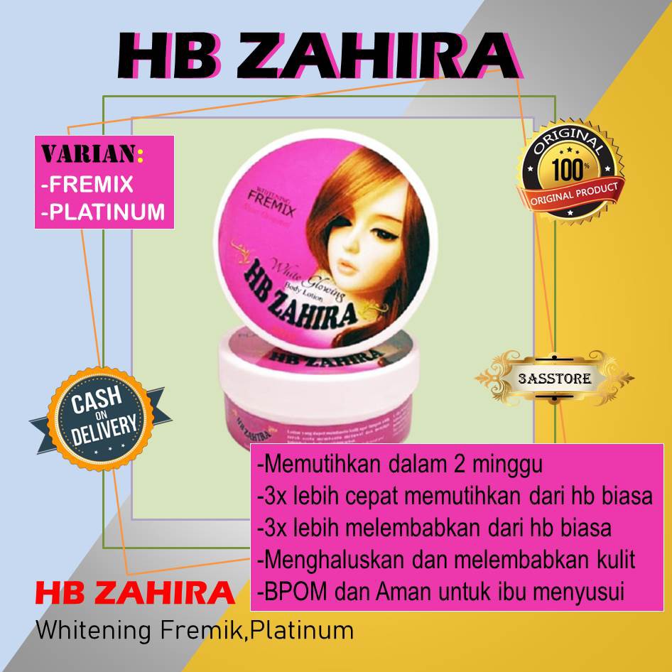 HB ZAHIRA FREMIX - PLATINUM MEMUTIHKAN KULIT MENCERAHKAN KULIT DALAM 2 MINGGU HB WHITENING BADAN