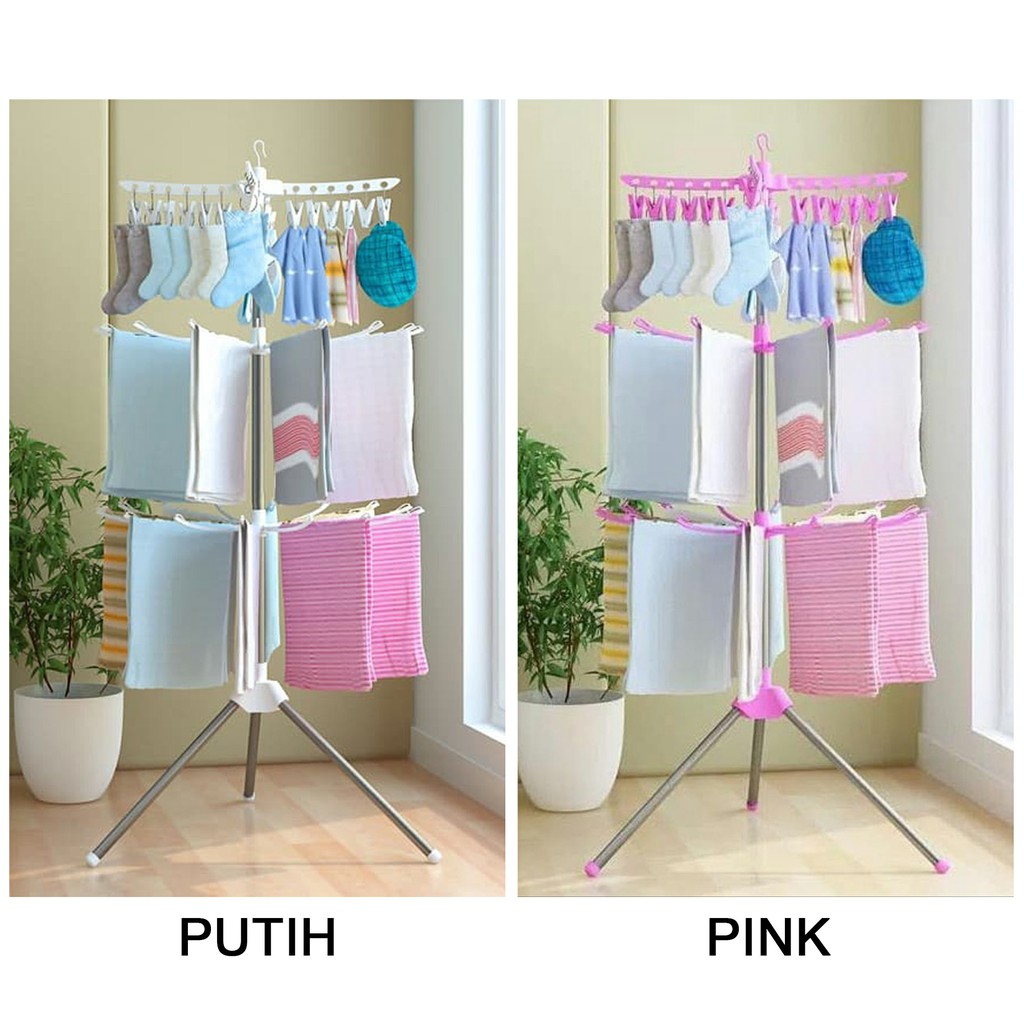 Jemuran Pakaian Baju Bayi - Lipat Menara Gantungan Lipat towel rack stand Megahome