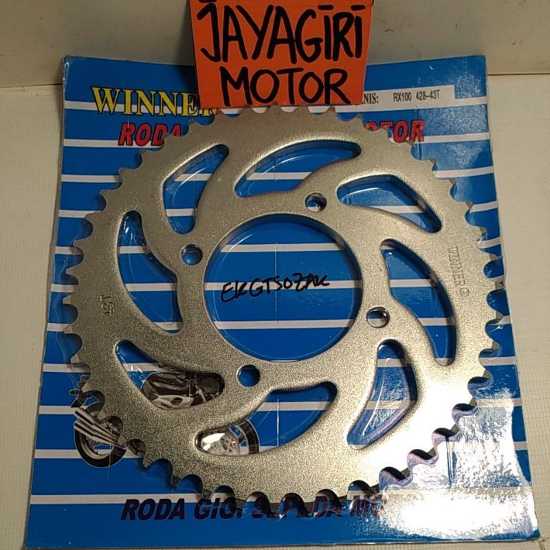 Gear Belakang RX 100 RXK RXS 428 30T 34T 35T 40T 41T 42T 43T 46T Gigi Tarik Rantai Roda RXKing King Chain Kit Chainkit Sprocket Gear Set Gearset Gir Girset Depan Drive YGP Sproket Komplit Front Rear Yamaha RX100 RXZ Vega Jupiter R Z MX Crypton Old New Ori-Winner - 43T