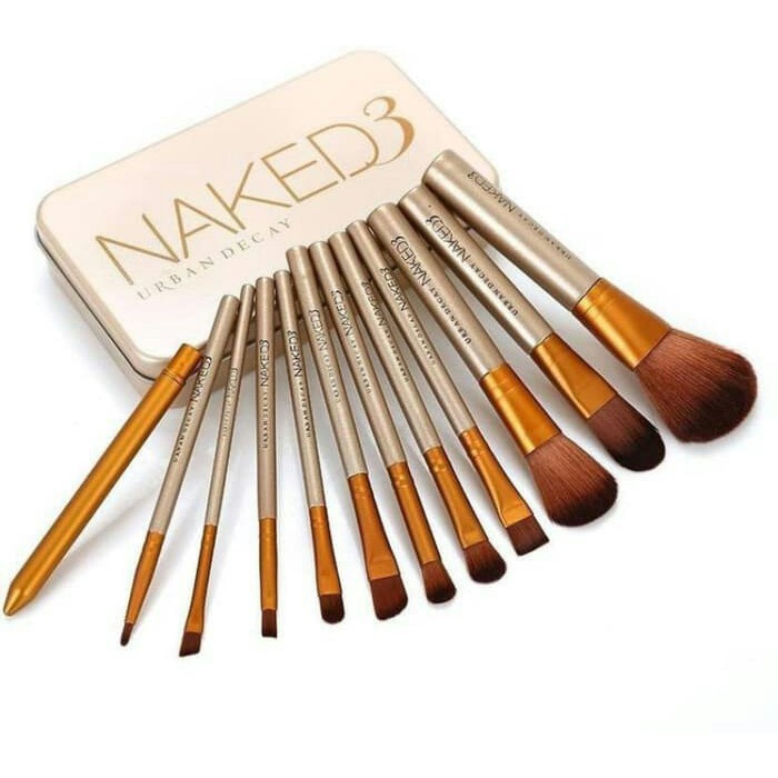 MAKE UP BRUSH NAKED 3 KUAS MAKE UP NAKED 3 PACK KALENG ISI 12 UNIT