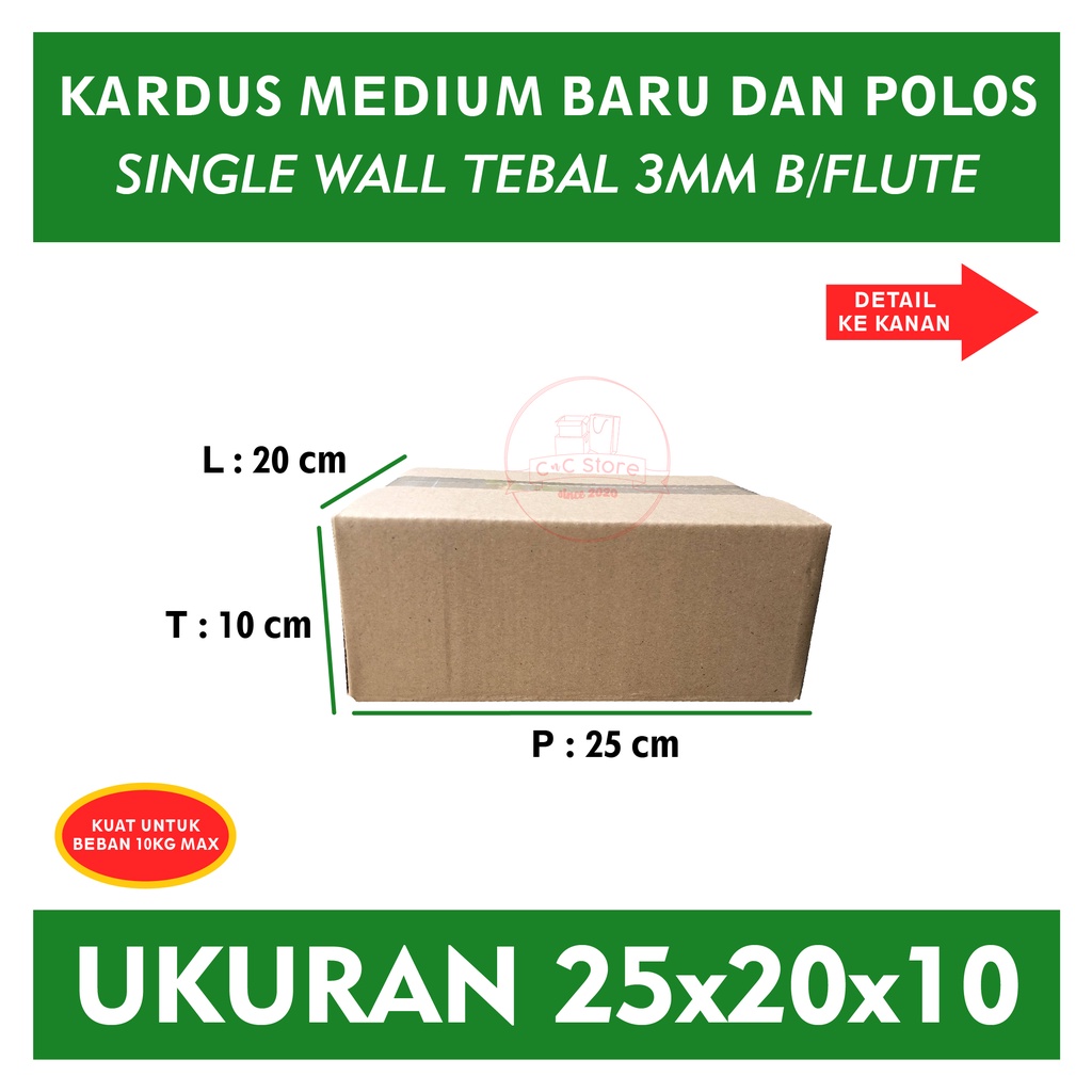 

Kardus Karton Box Polos Corrugated 25x20x10