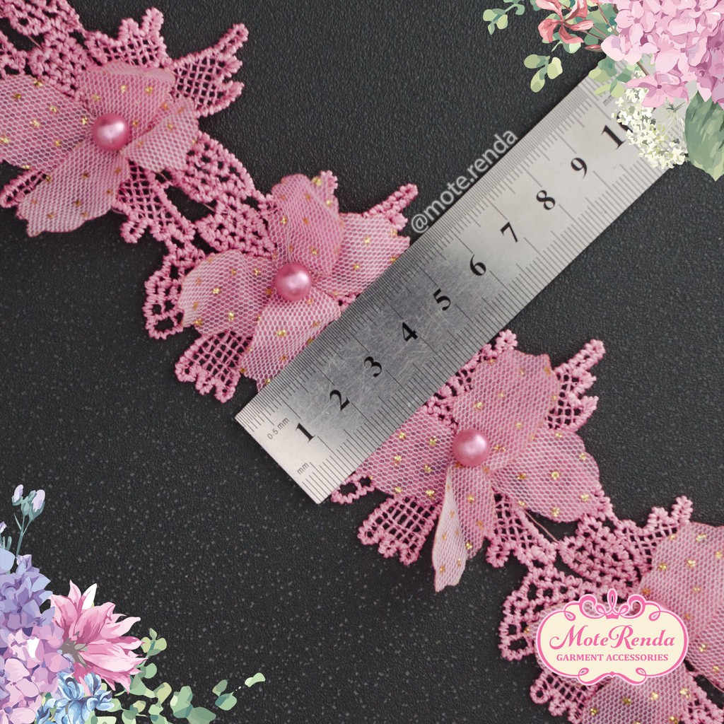 Renda bunga, lebar 6cm (harga per 50cm) kode 5AKA60