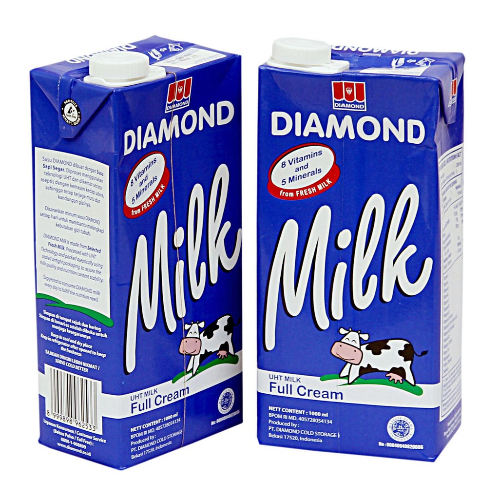 Jual Susu UHT 1 Liter Susu UHT Full Cream Diamond Milk